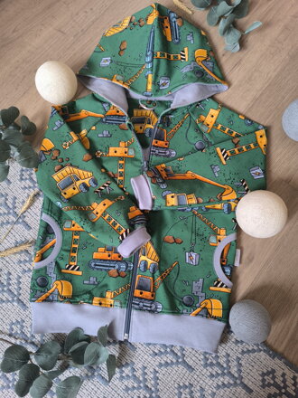 Na stavbě - mikina na zip s kapucí pro malé stavitele