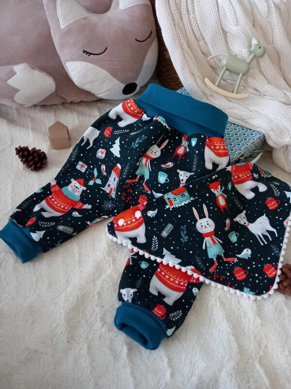 Vánoční zvířátka - set rostoucích tepláčků a nákrčníku