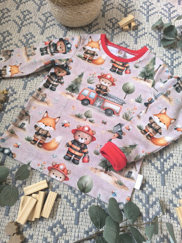 Zvířátka hasiči - tričko s dlouhý rukávem