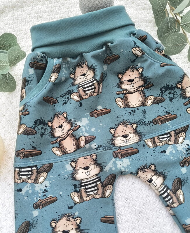 Bobříci - rostoucí batolecí tepláčky s klokaní kapsou